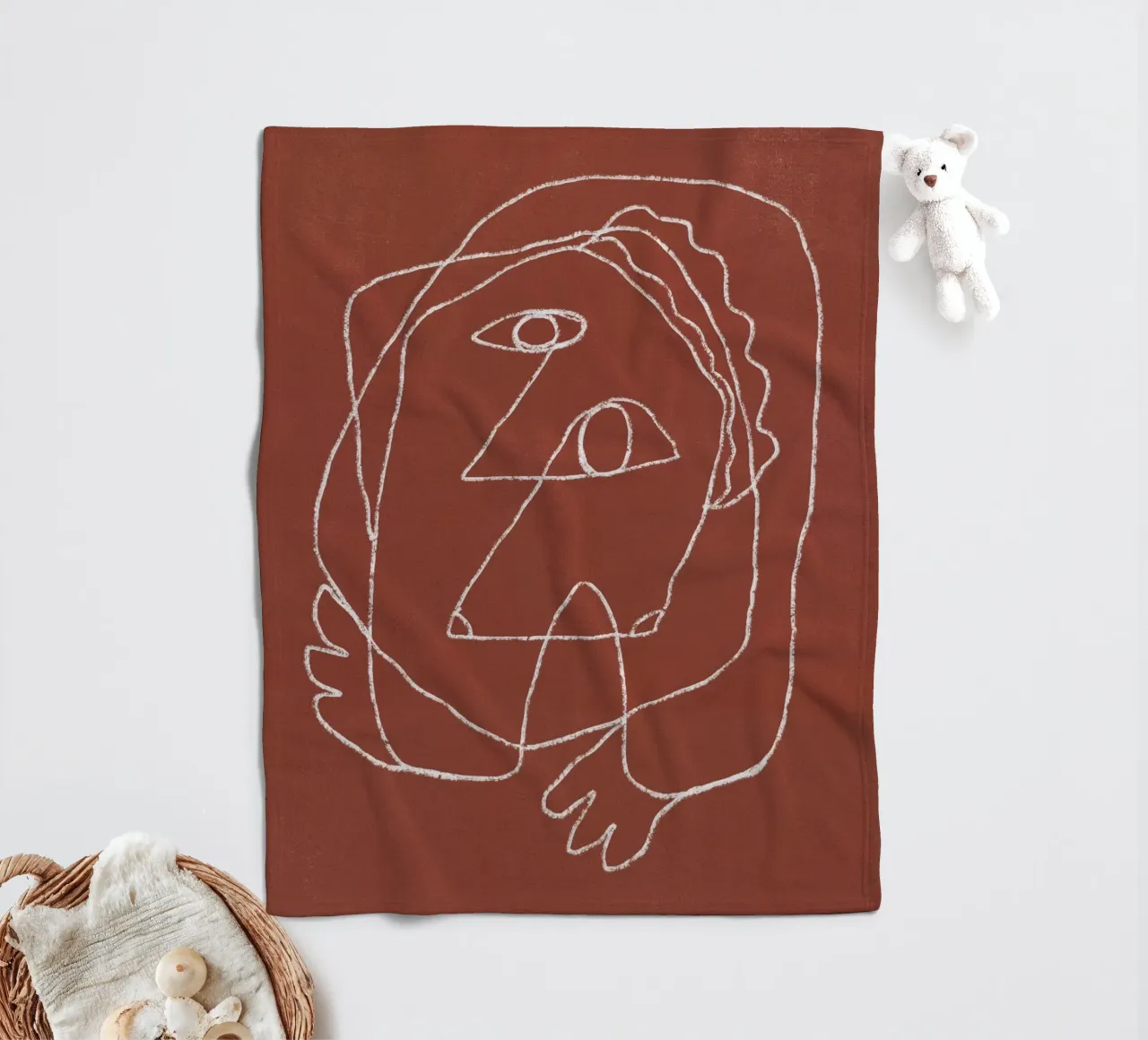 Line art abstract - Nude fleece blanket by Little Dean