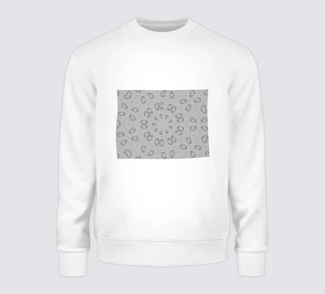 Abstract dynamic circular pattern in grey sweatshirt by Something for you