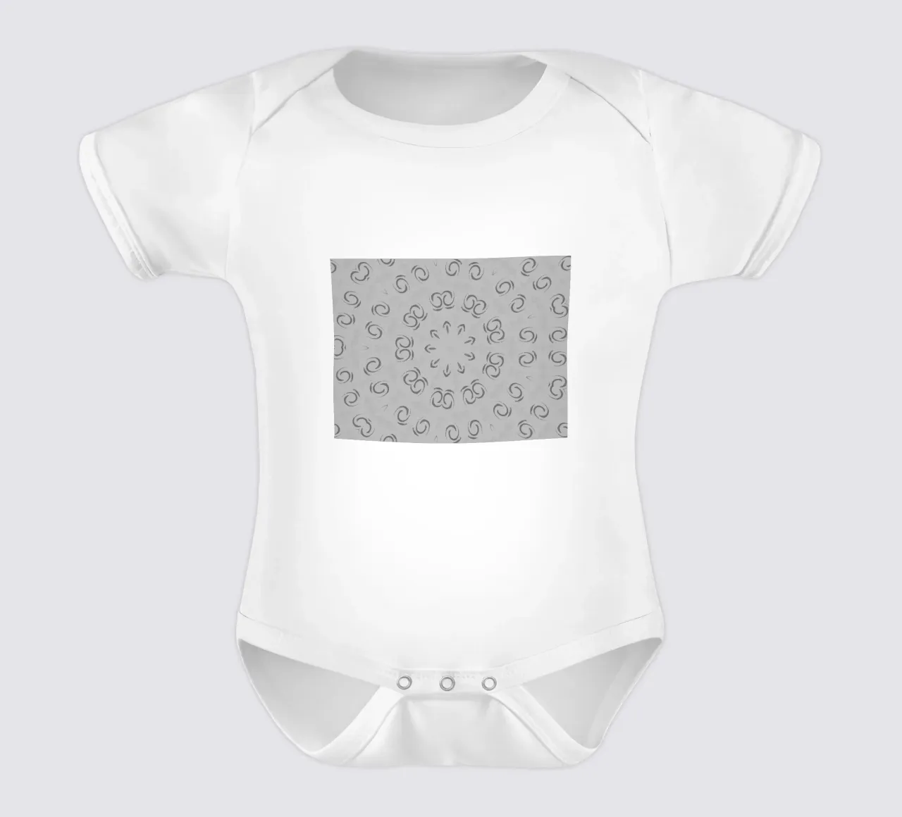 Abstract dynamisch cirkelpatroon in grijs babyrompertje korte mouwen van Something for you