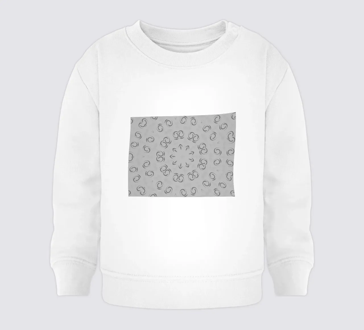 Abstract dynamic circular pattern in grey baby sweatshirt by Something for you
