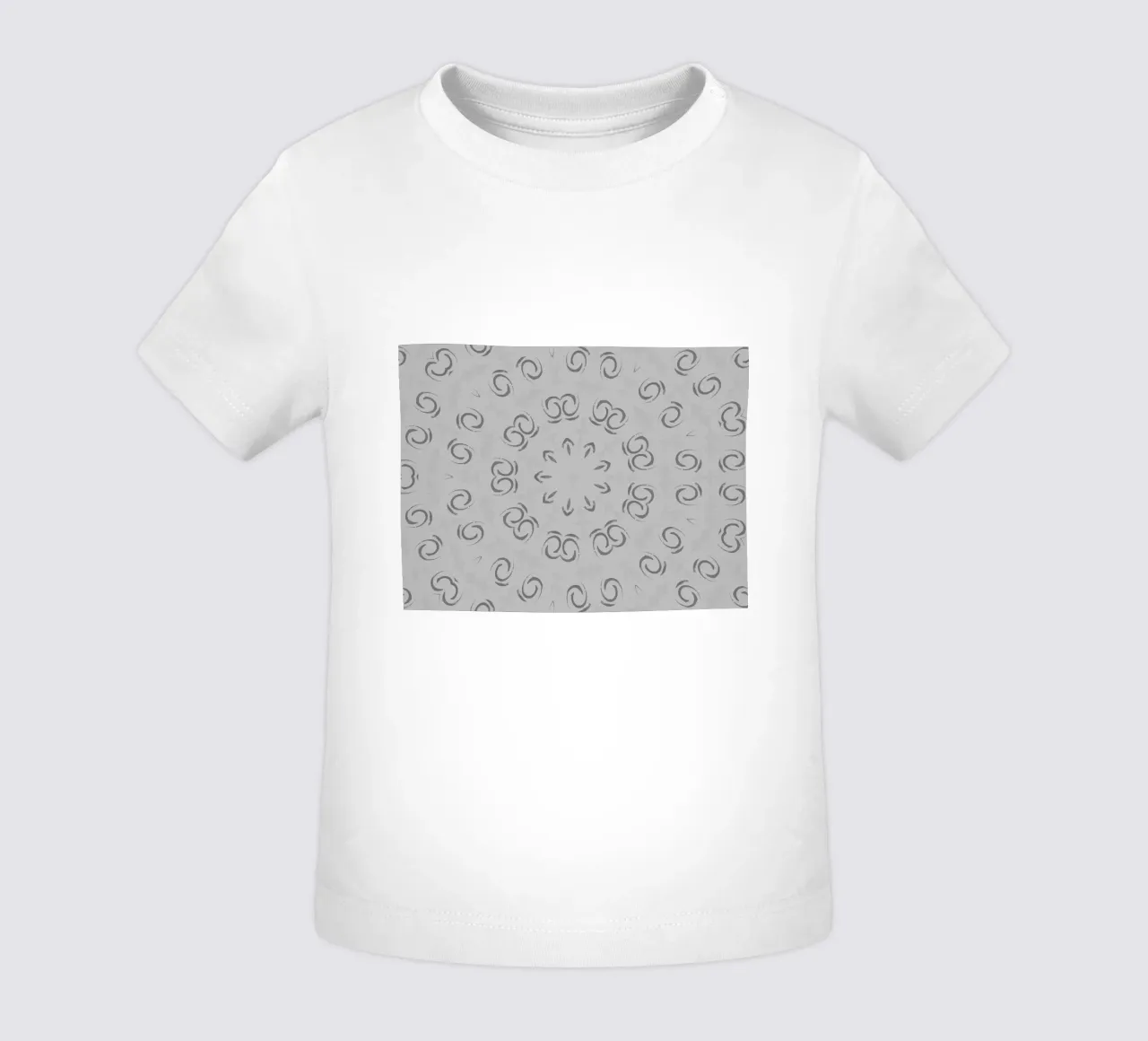 Abstract dynamic circular pattern in grey baby t-shirt by Something for you
