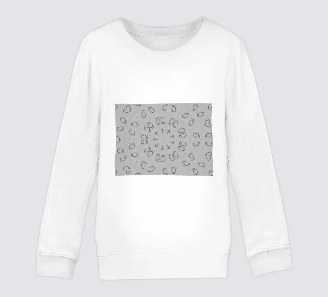 Abstract dynamic circular pattern in grey kids sweatshirt by Something for you