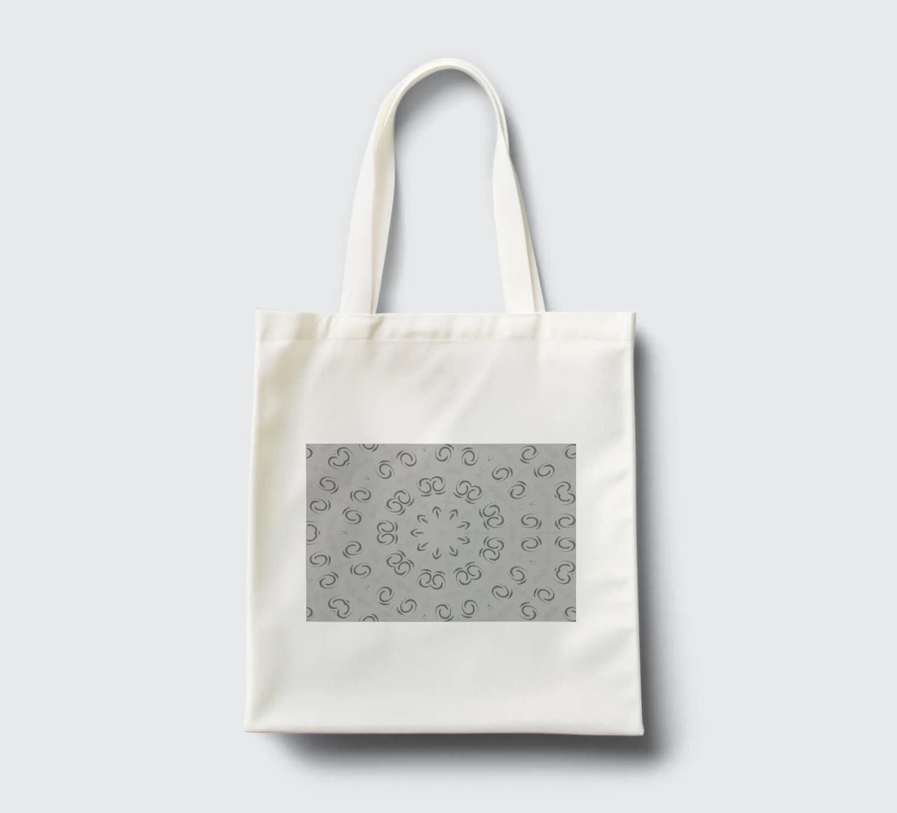 Abstract dynamic circular pattern in grey tote bag by Something for you