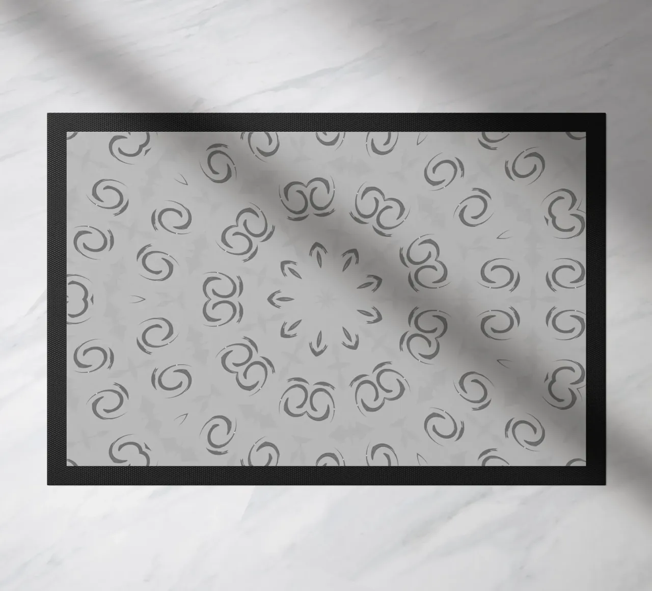 Motif circulaire abstrait et dynamique en gris paillasson de Something for you