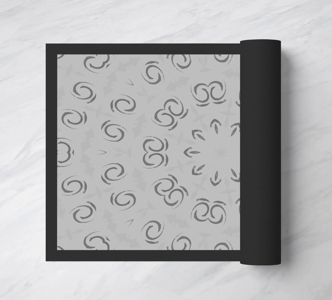 Abstract dynamic circular pattern in grey doormat by Something for you