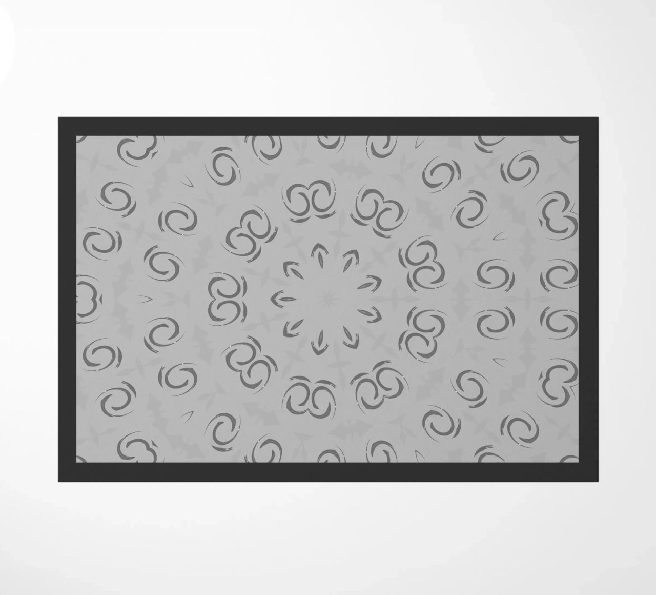 Abstract dynamic circular pattern in grey doormat by Something for you