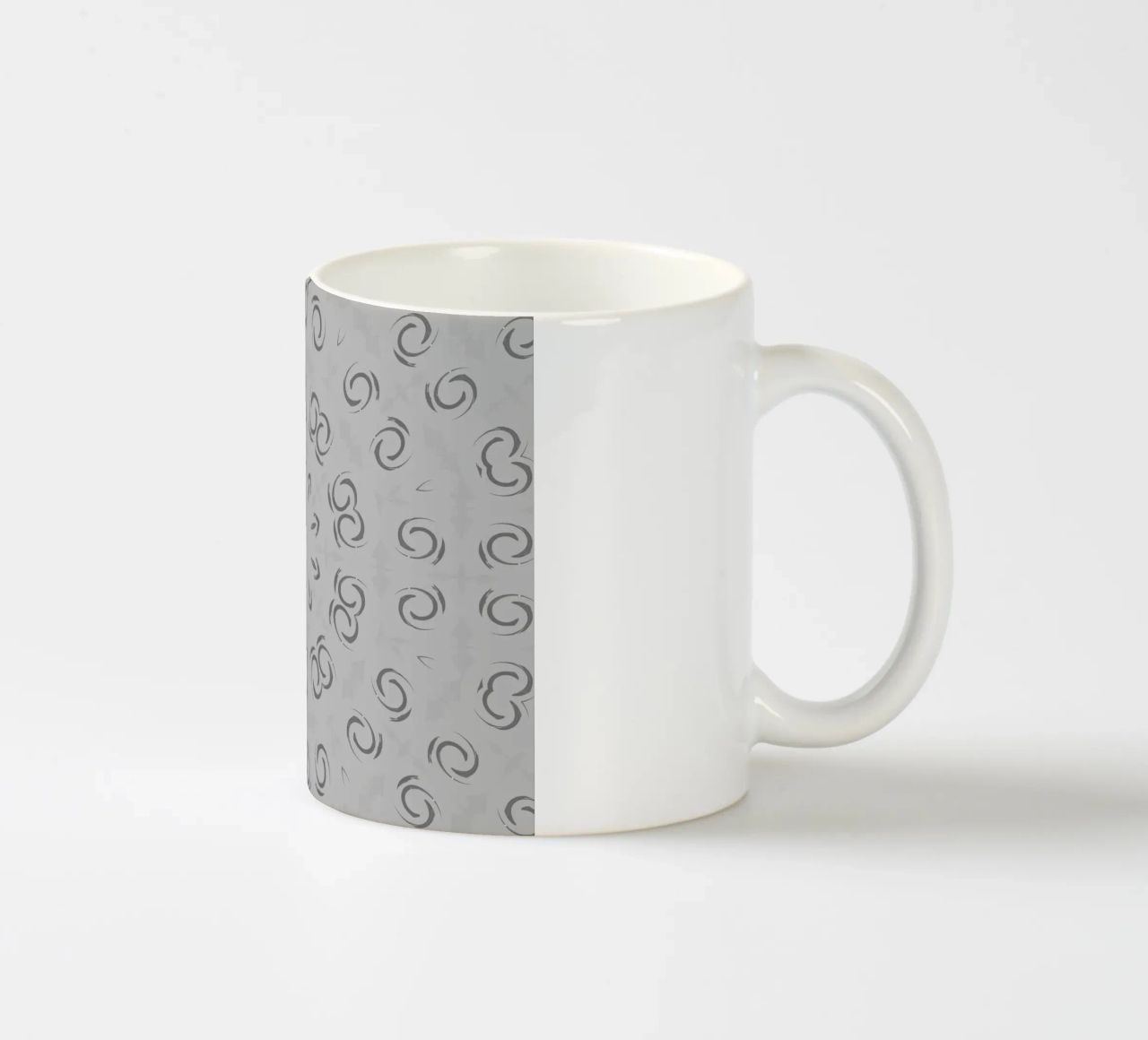 Abstract dynamic circular pattern in grey ceramic mug by Something for you