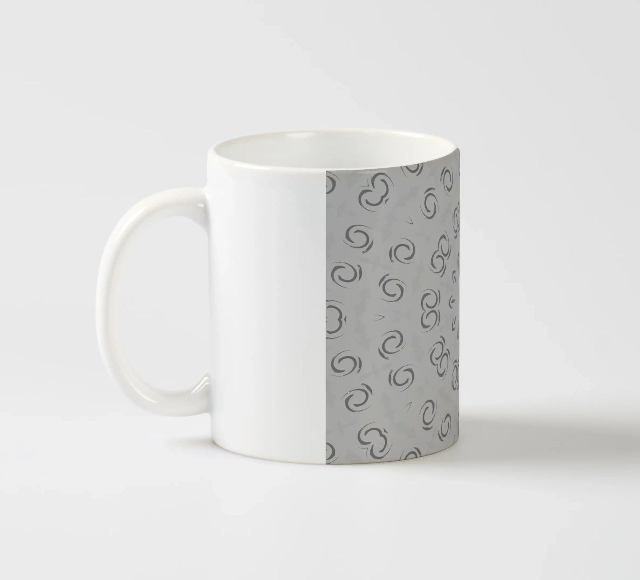 Abstract dynamic circular pattern in grey ceramic mug by Something for you