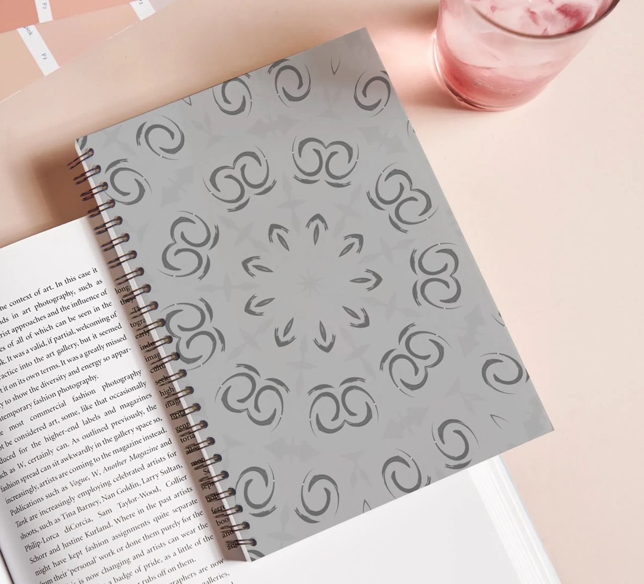 Abstract dynamic circular pattern in grey spiral notebook by Something for you
