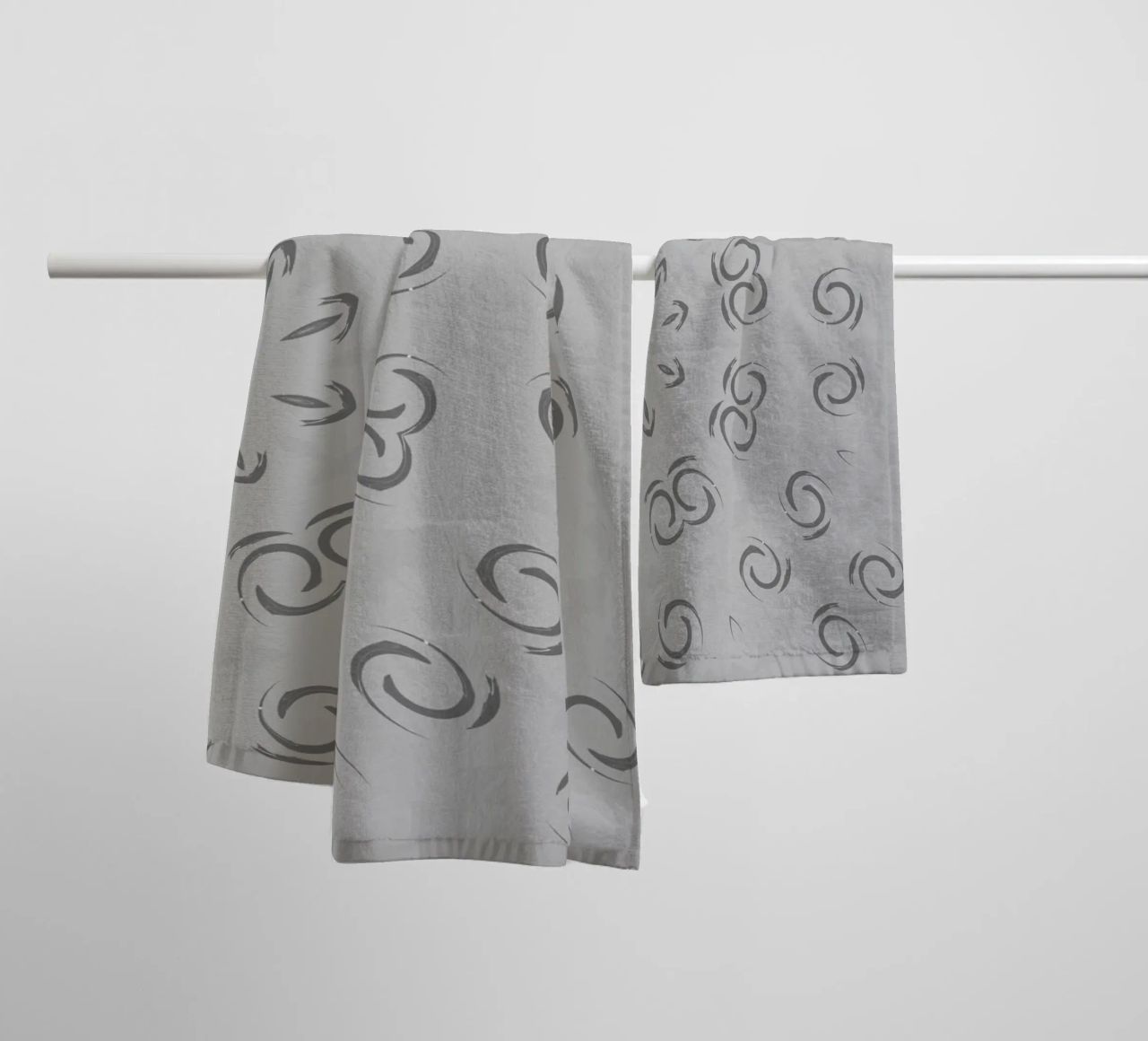 Abstract dynamic circular pattern in grey towel by Something for you