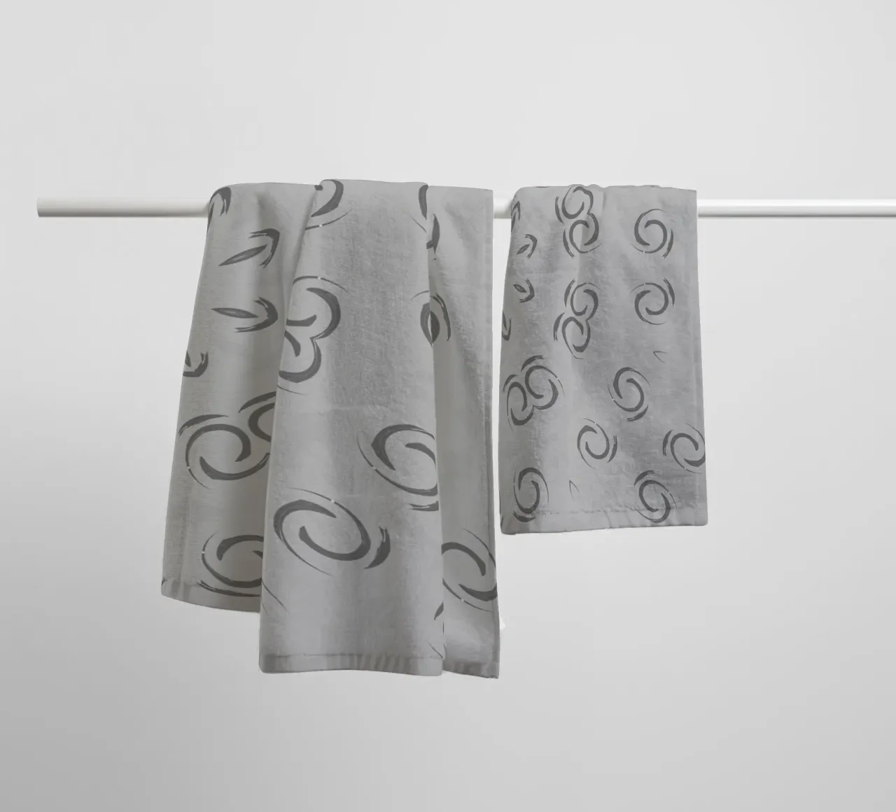 Abstraktes dynamisches kreisförmiges Muster in Grau Handtuch von Something for you