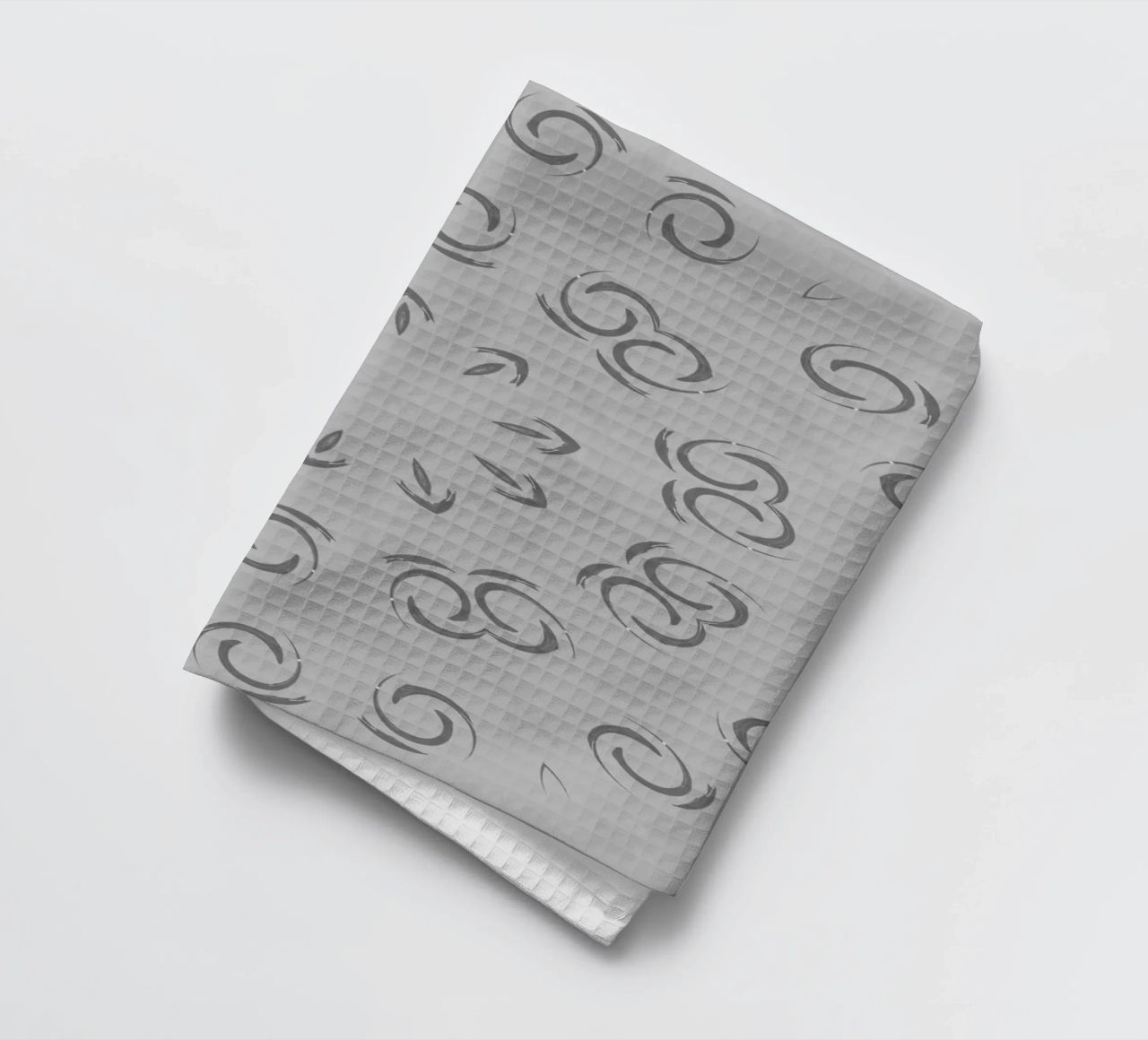 Abstract dynamic circular pattern in grey tea towel by Something for you