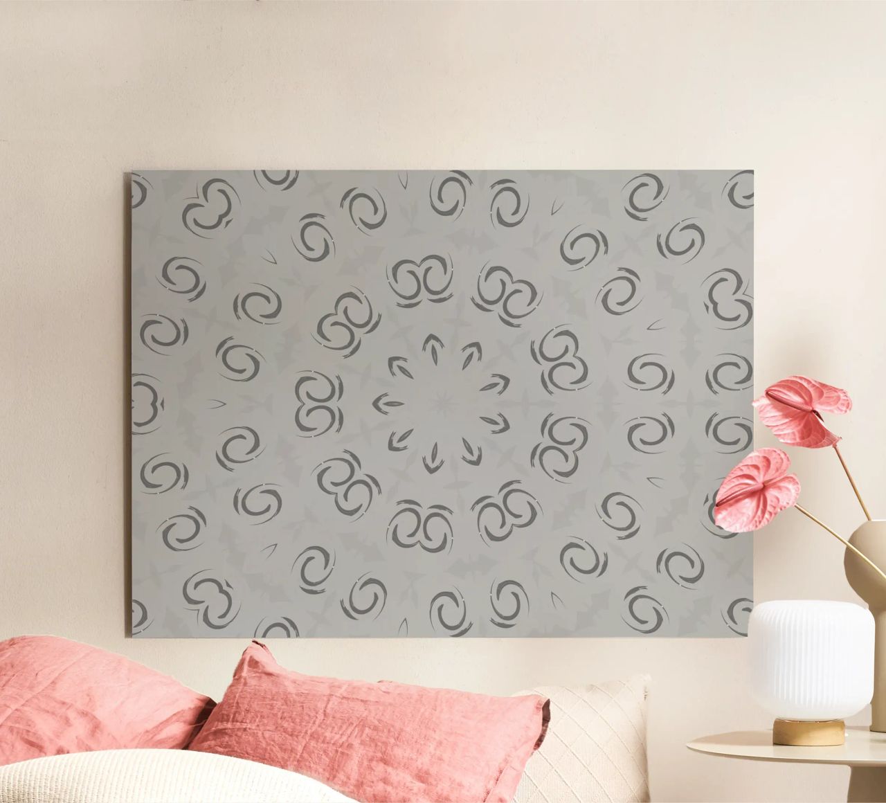 Abstract dynamic circular pattern in grey alu-dibond by Something for you