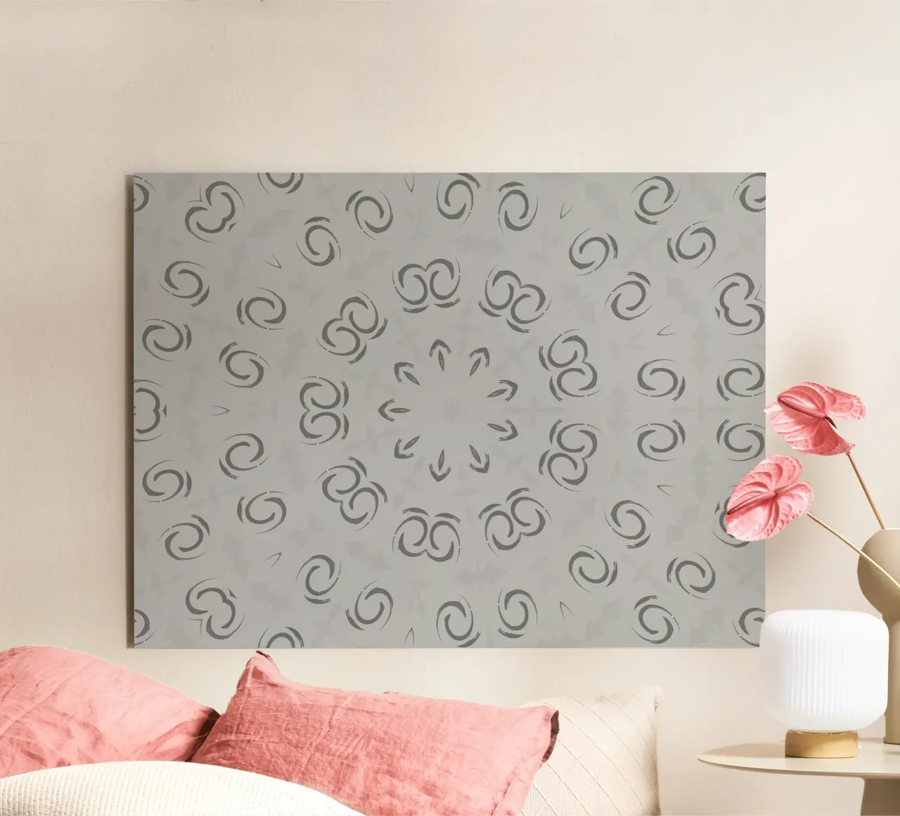 Abstract dynamic circular pattern in grey alu-dibond by Something for you