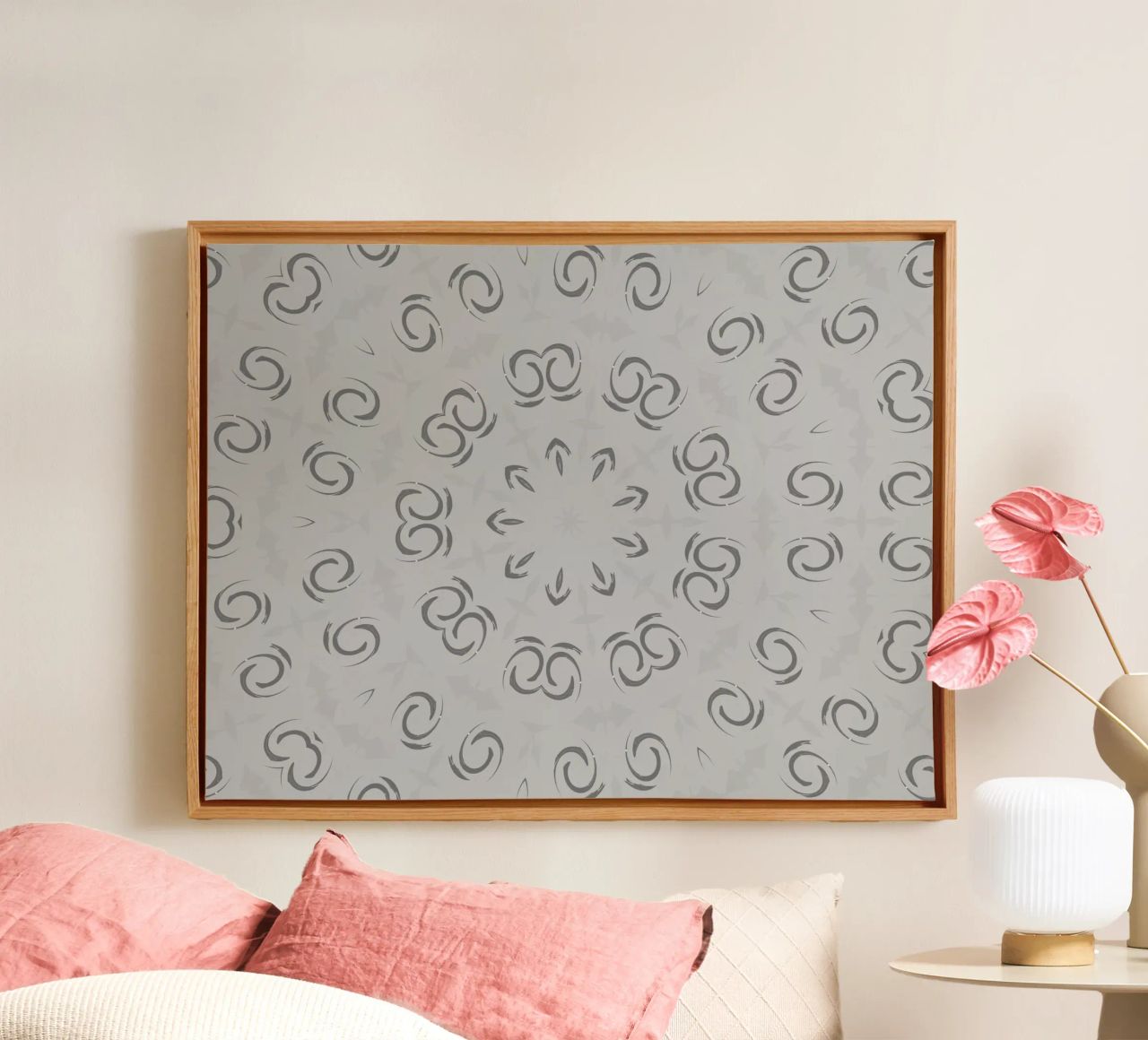 Abstract dynamic circular pattern in grey canvas by Something for you