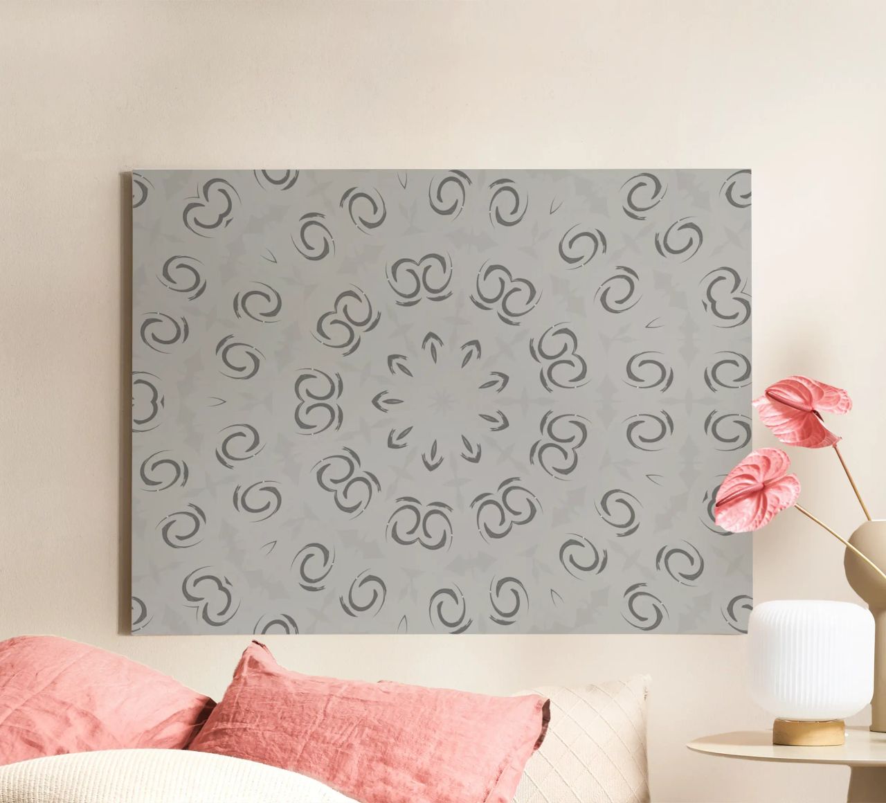 Abstract dynamic circular pattern in grey canvas by Something for you