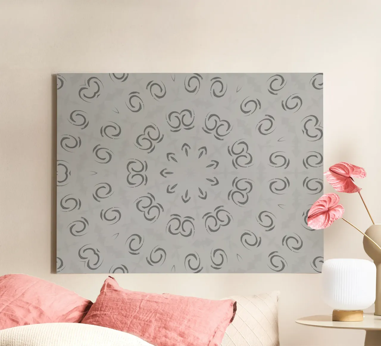 Motif circulaire abstrait et dynamique en gris toile de Something for you