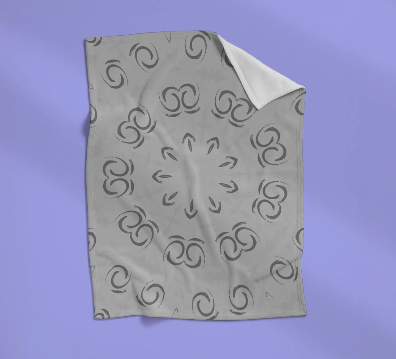 Abstract dynamic circular pattern in grey fleece blanket by Something for you