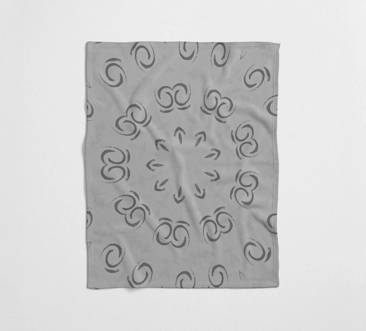 Abstract dynamic circular pattern in grey fleece blanket by Something for you