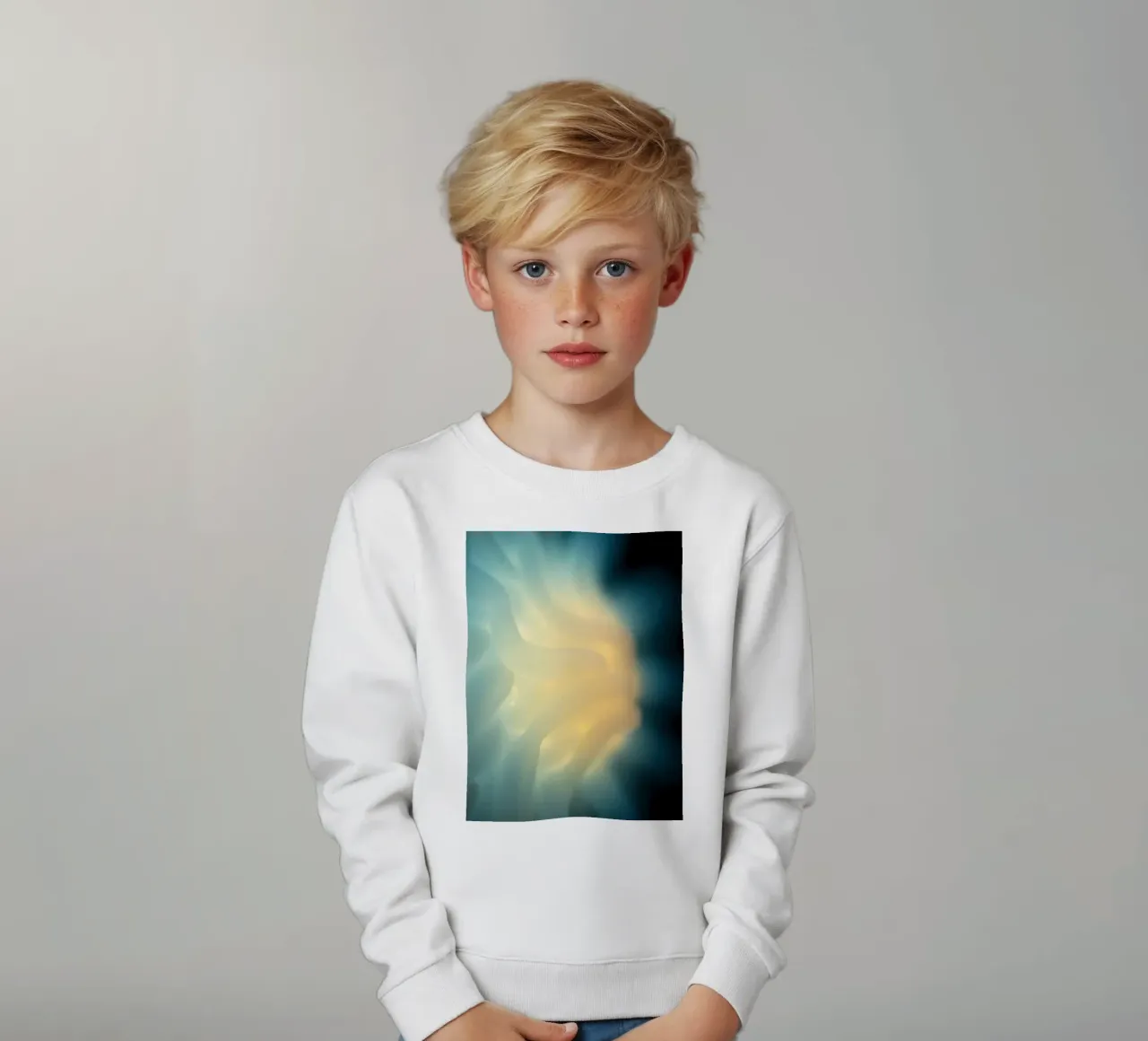 Licht, das in lebendigen Farben wirbelt, erzeugt ein faszinierendes Abstraktes. Kinder Sweatshirt von DesignDoodle