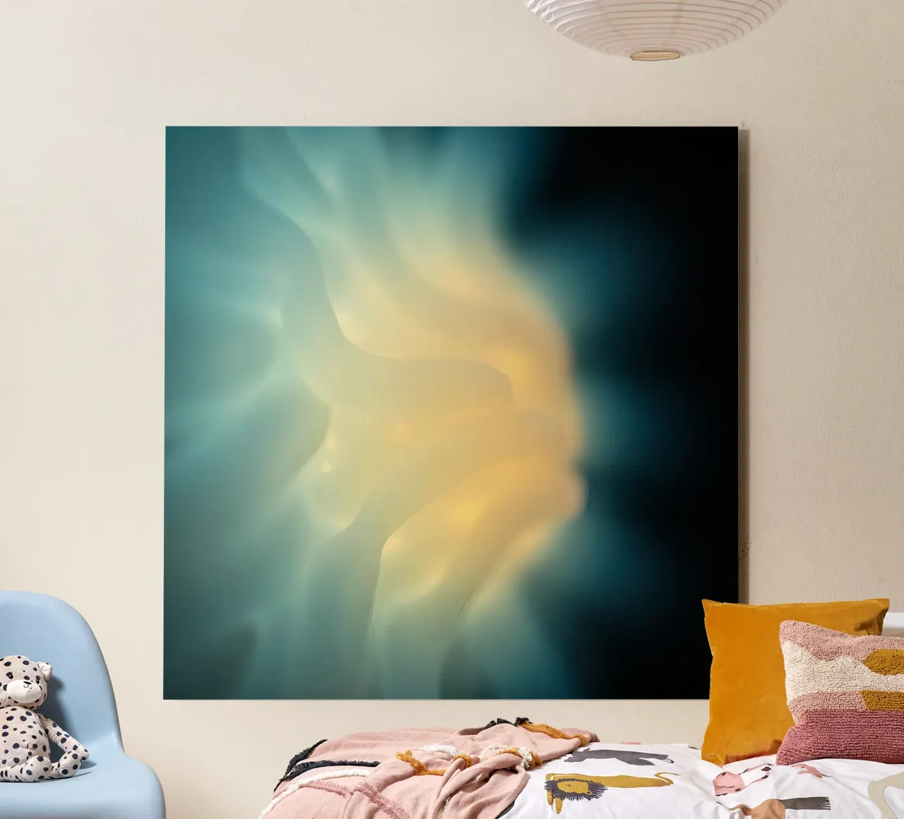 Licht, das in lebendigen Farben wirbelt, erzeugt ein faszinierendes Abstraktes. Alu-Dibond von DesignDoodle
