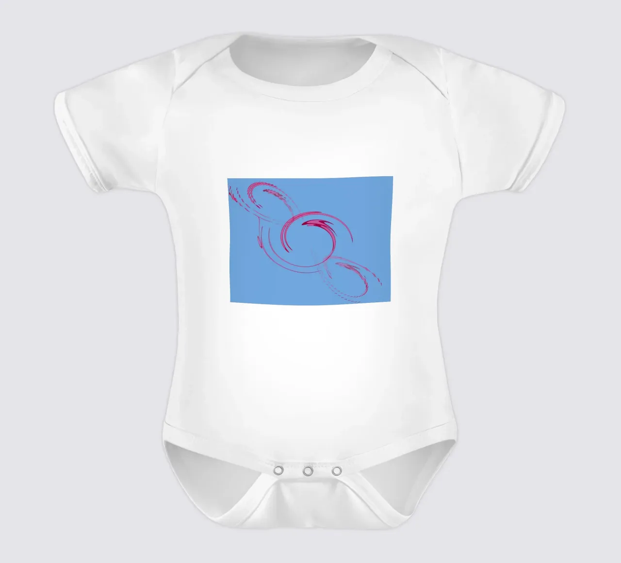 Abstract dynamic circular pink and blue shape short-sleeve baby romper by Something for you