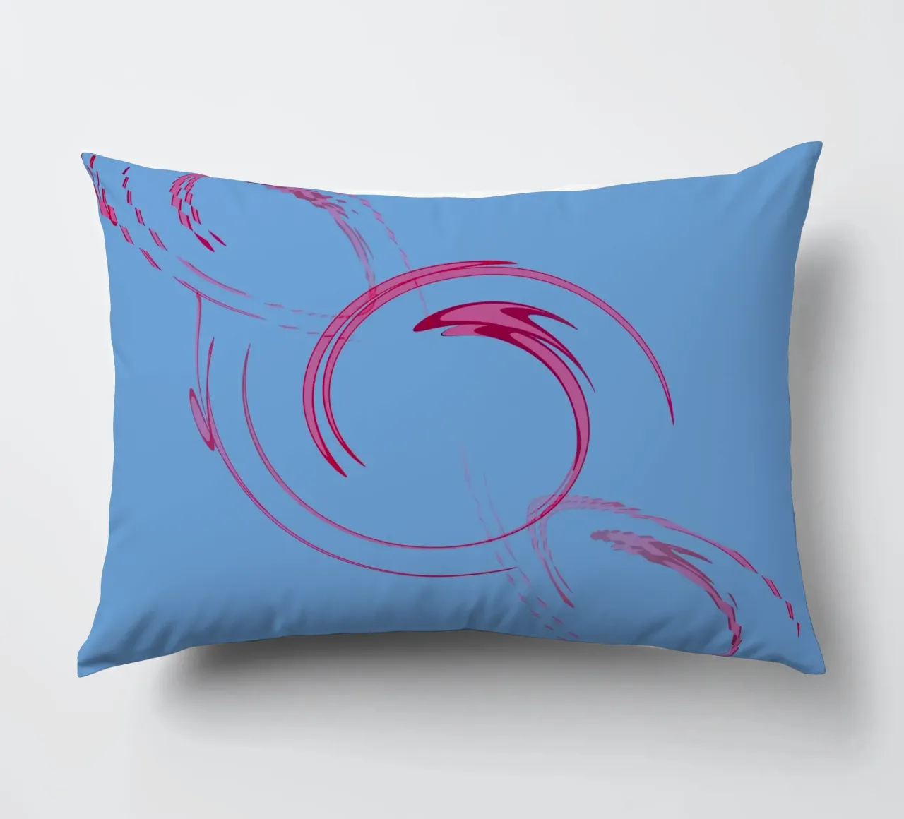 Abstract dynamic circular pink and blue shape decorative cushion by Something for you
