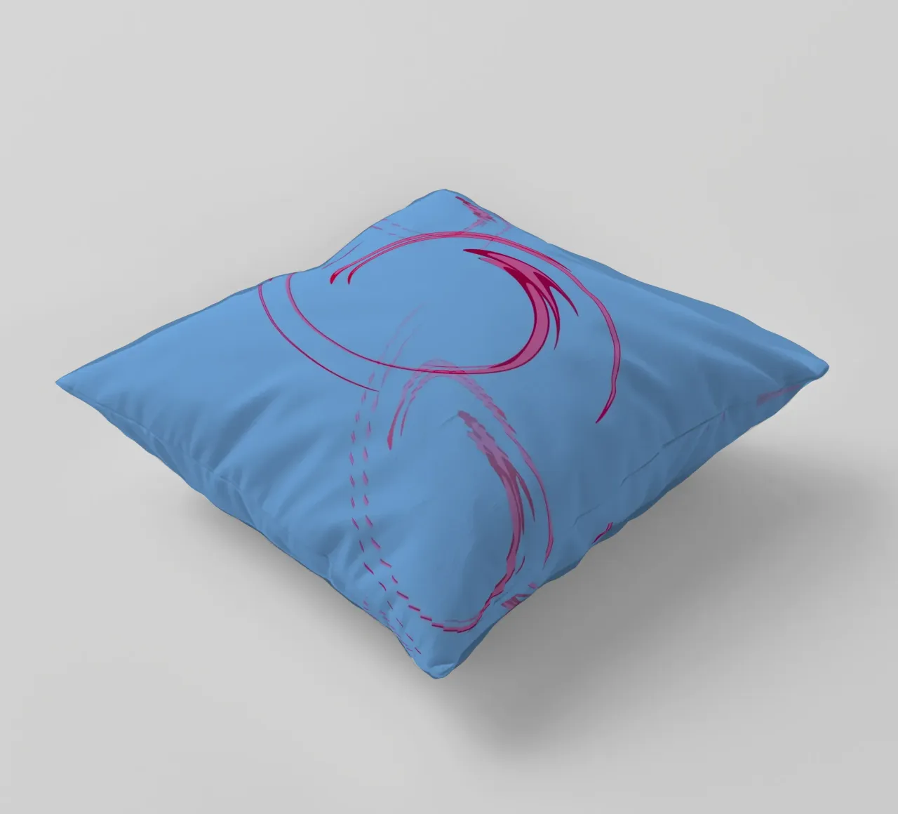 Abstract dynamic circular pink and blue shape decorative cushion by Something for you