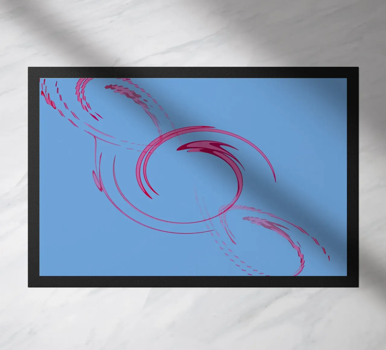 Abstract dynamic circular pink and blue shape doormat by Something for you