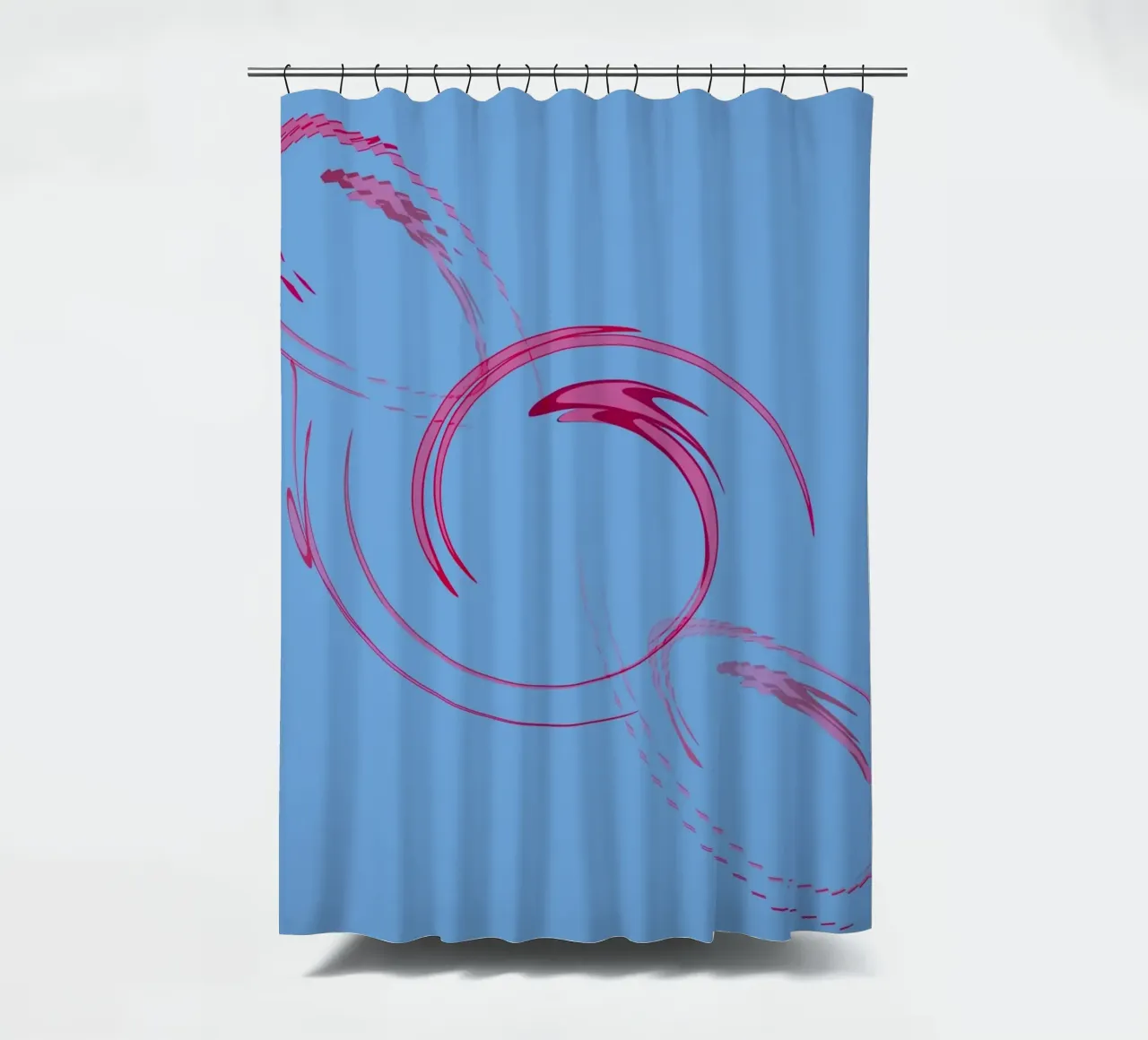 Abstrakte dynamische kreisförmige pinke und blaue Form Duschvorhang von Something for you