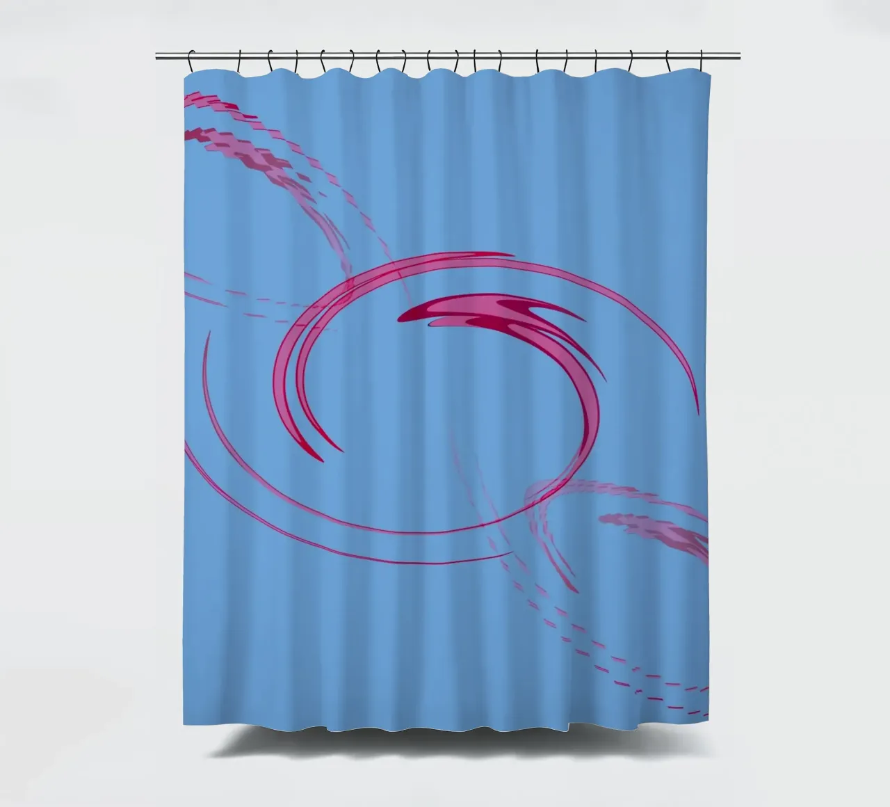 Abstrakte dynamische kreisförmige pinke und blaue Form Duschvorhang von Something for you