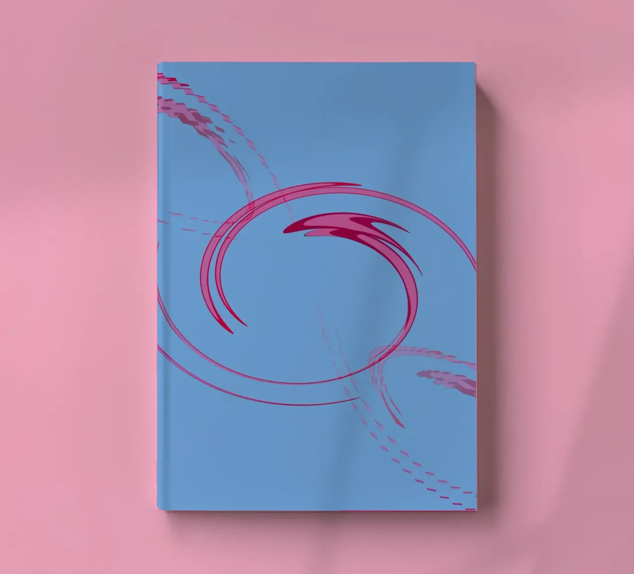 Abstract dynamic circular pink and blue shape notebook by Something for you
