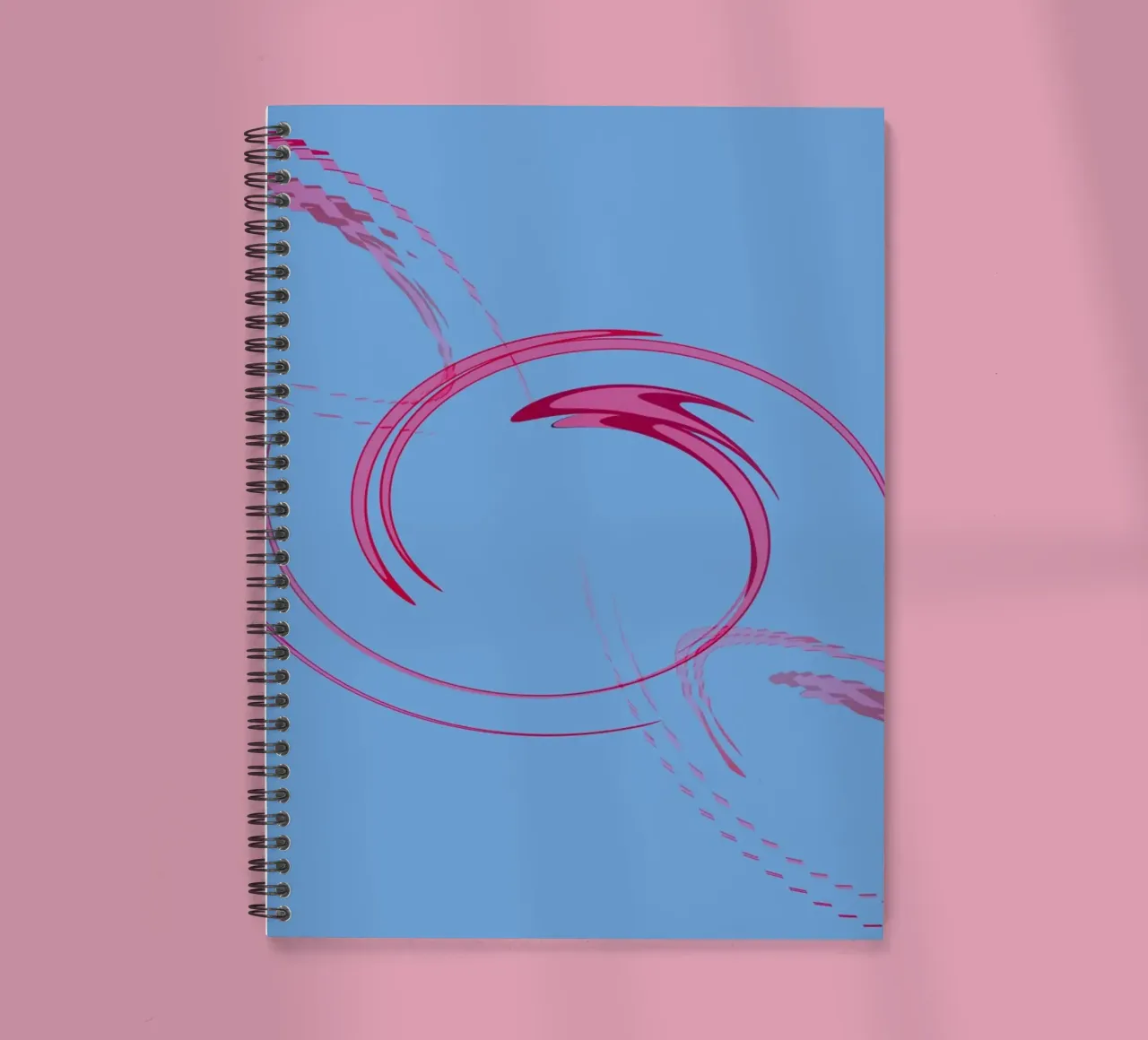 Abstract dynamic circular pink and blue shape spiral notebook by Something for you