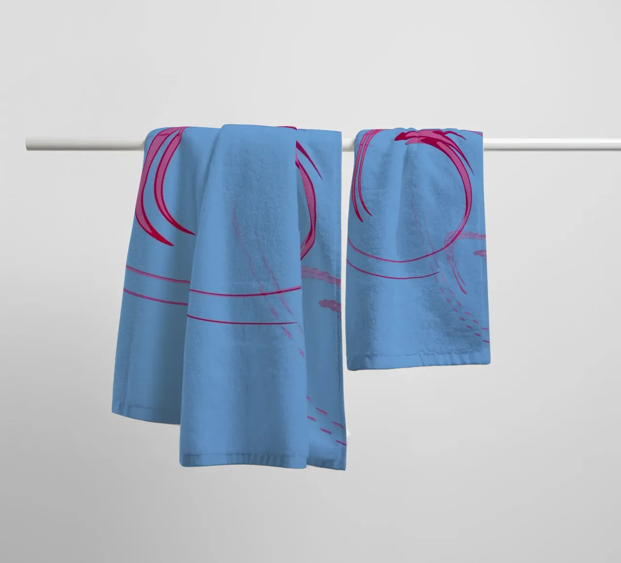 Abstract dynamic circular pink and blue shape towel by Something for you