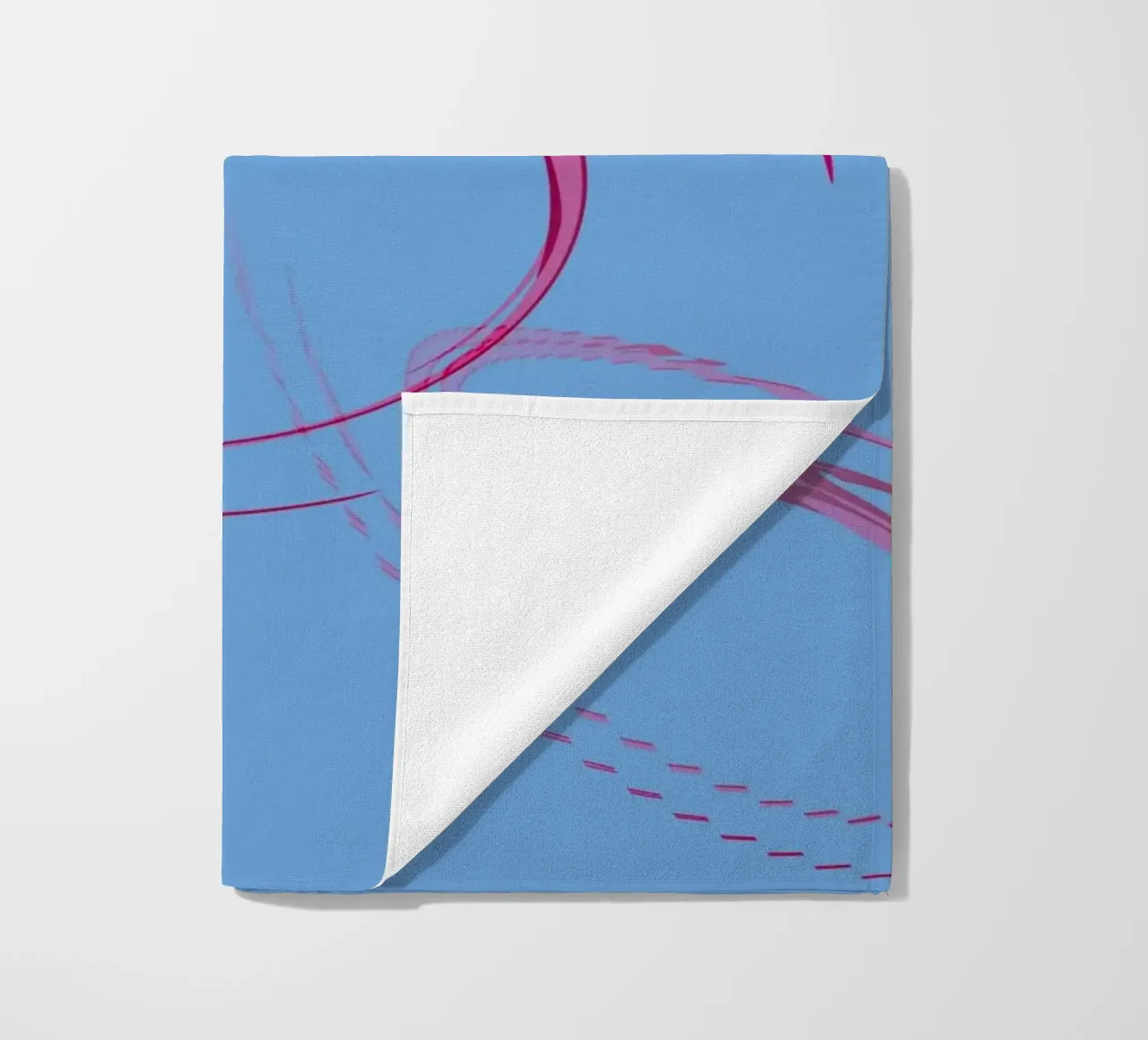 Abstract dynamic circular pink and blue shape beach towel by Something for you