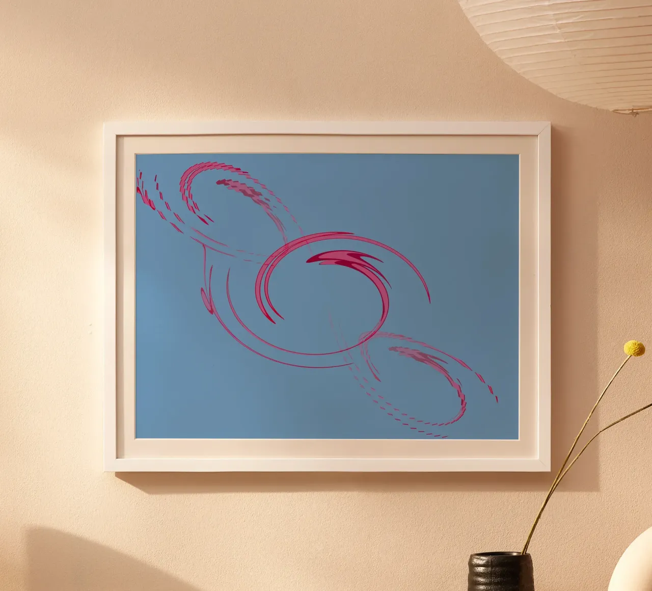 Forme circulaire abstraite dynamique rose et bleue poster de Something for you