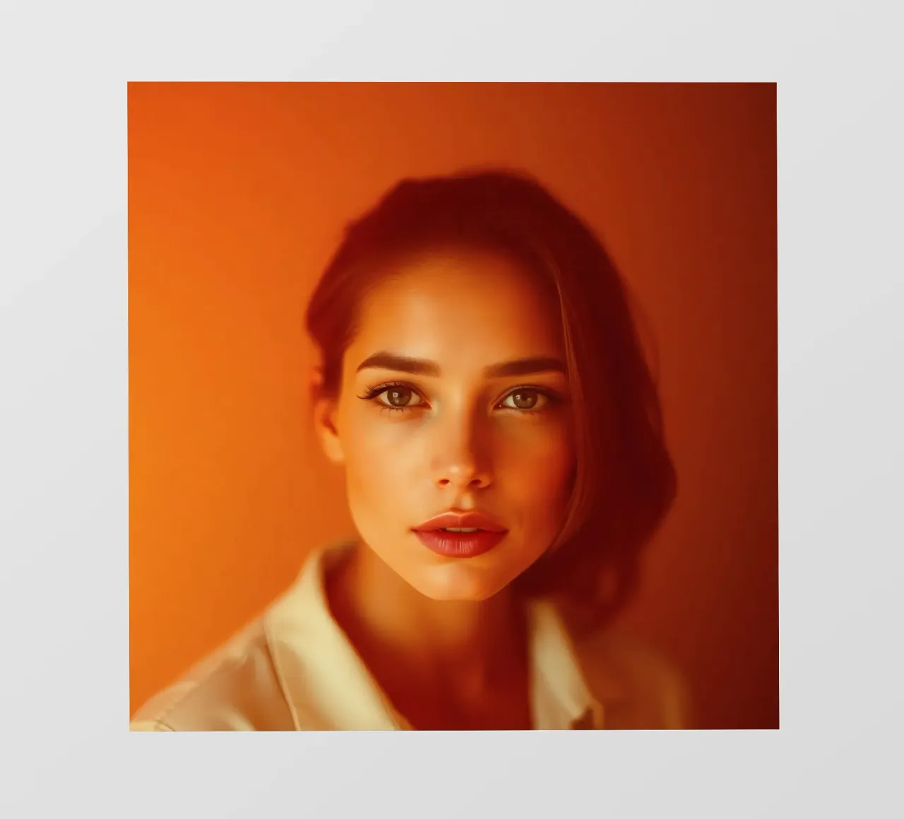 Young woman with expressive eyes and soft features posed pvc cover by DesignDoodle