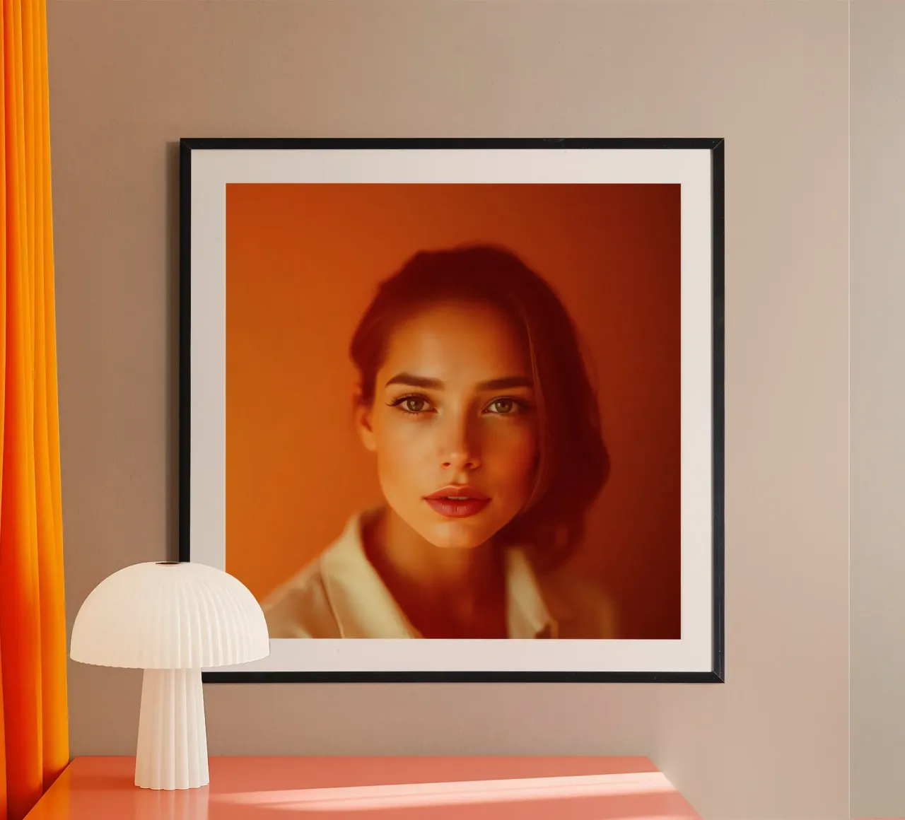 Jonge vrouw met expressieve ogen en zachte gelaatstrekken geposeerd hahnemühle van DesignDoodle