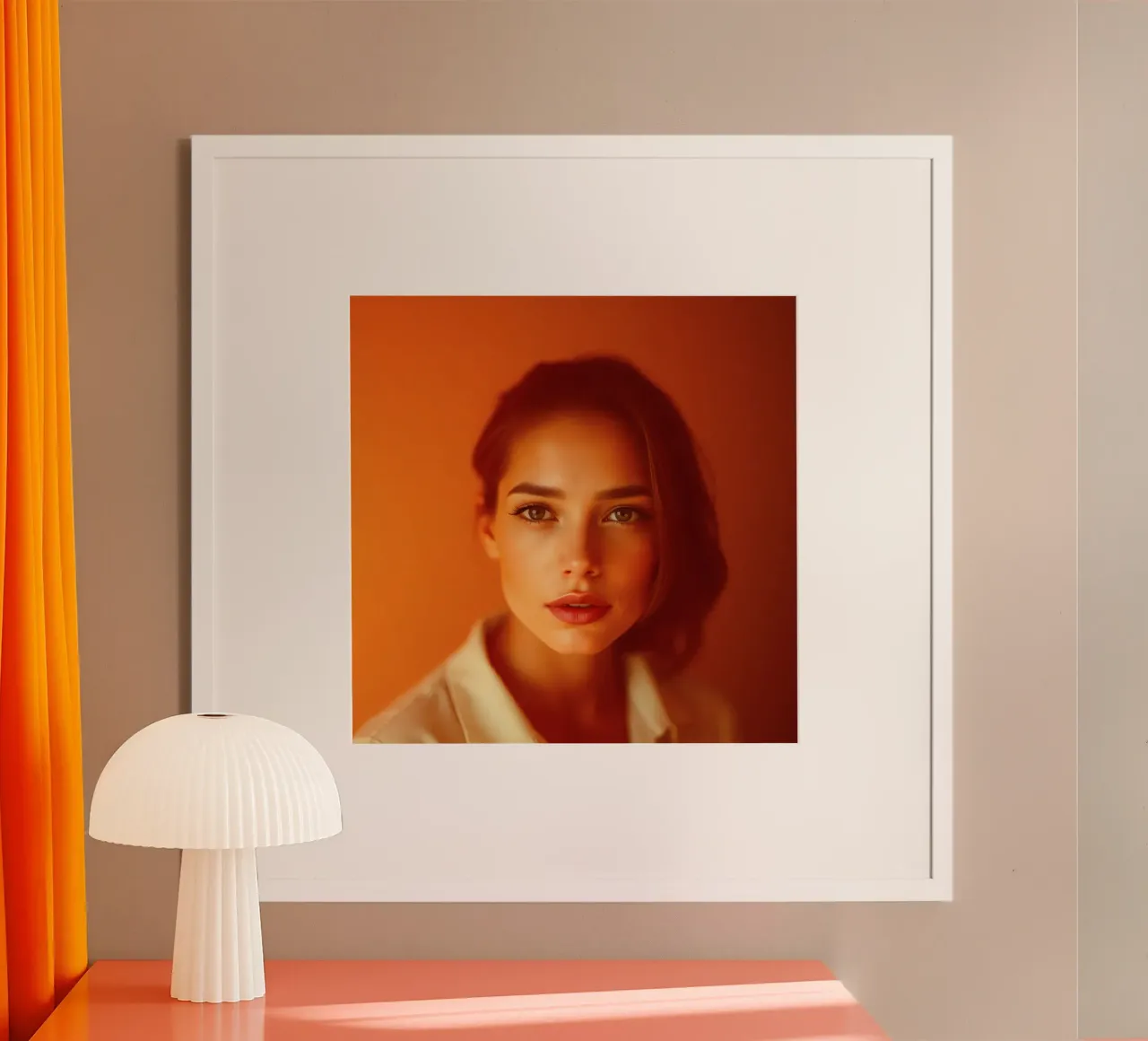 Jonge vrouw met expressieve ogen en zachte gelaatstrekken geposeerd hahnemühle van DesignDoodle