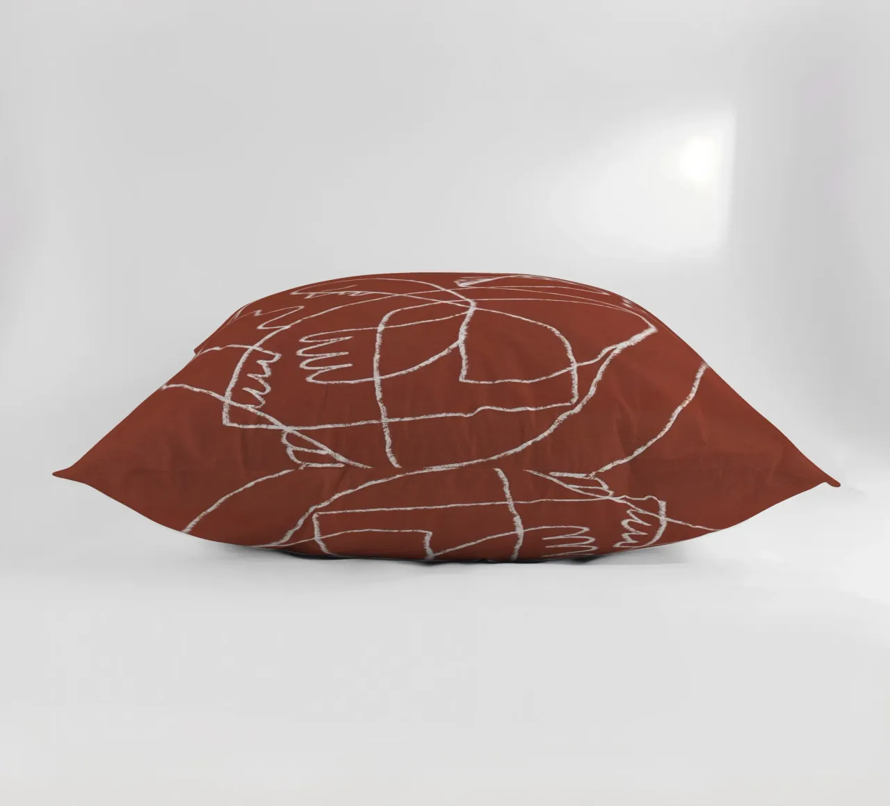 Couple hugging line art abstract decorative cushion by Little Dean