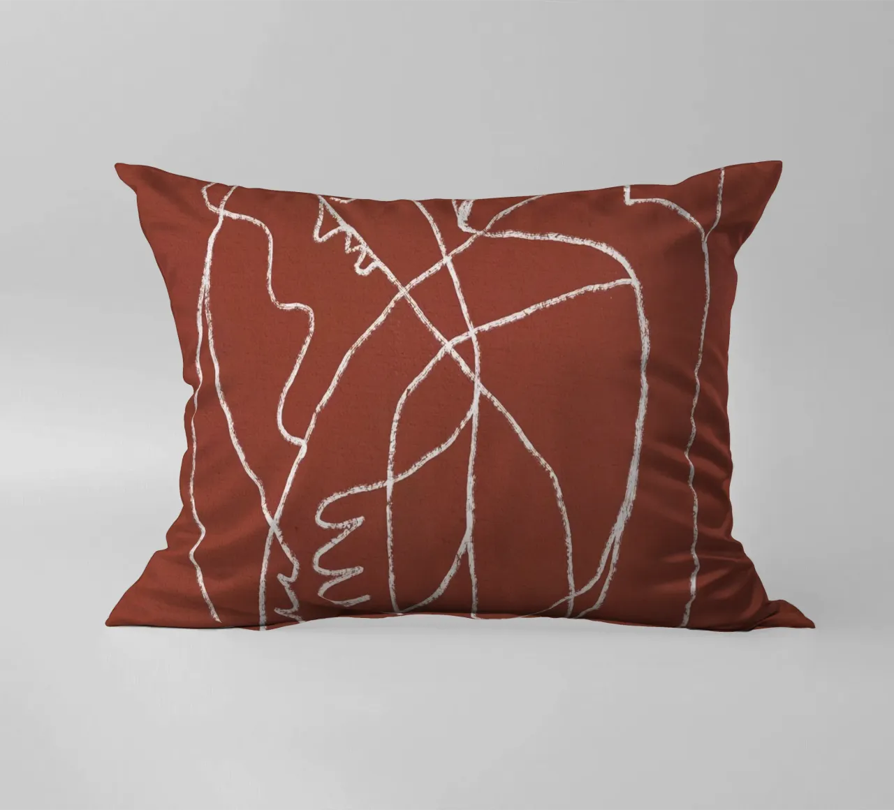 Couple hugging line art abstract decorative cushion by Little Dean