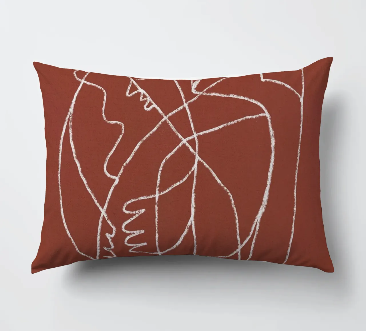 Couple hugging line art abstract decorative cushion by Little Dean