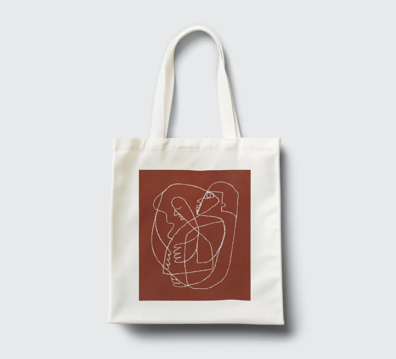 Paar knuffelen lijn kunst abstract jute draagtas van Little Dean