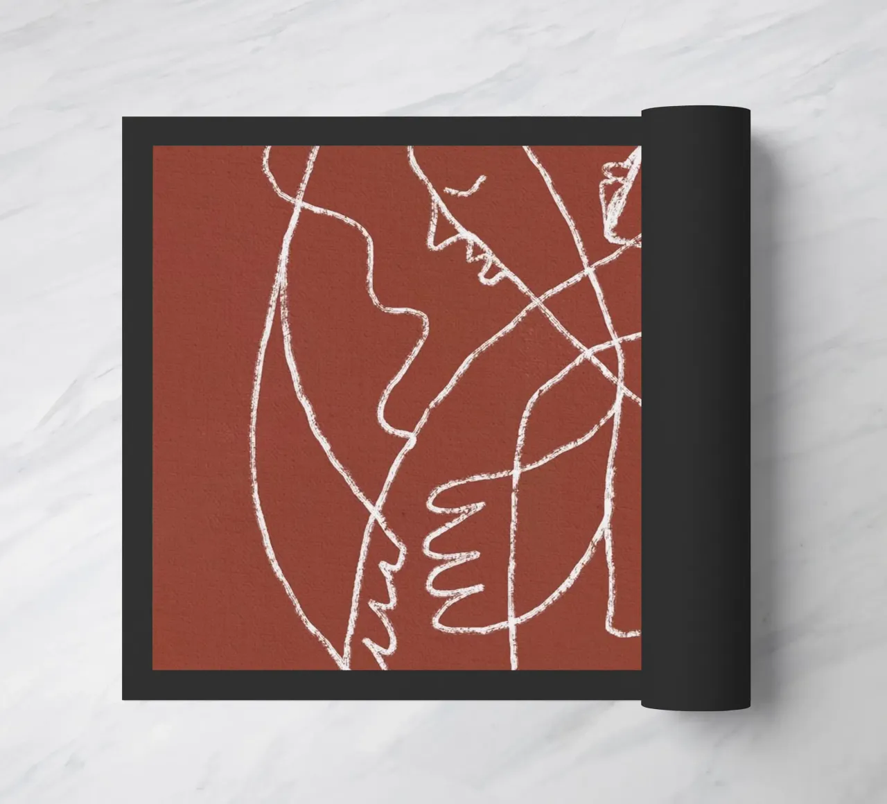 Couple hugging line art abstract doormat by Little Dean