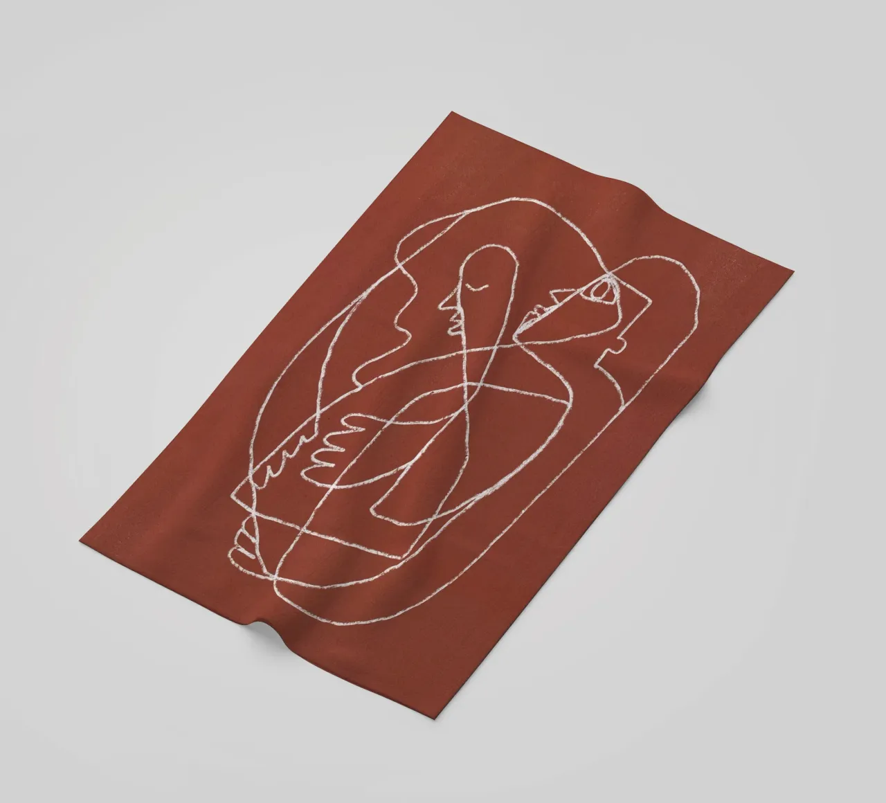 Couple hugging line art abstract beach towel by Little Dean