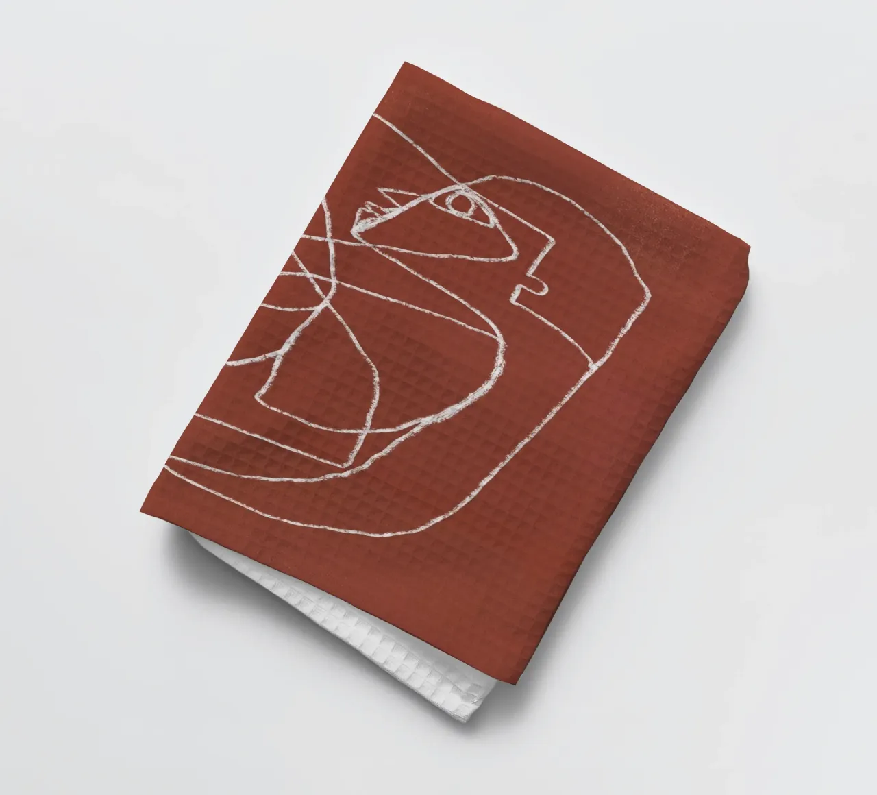 Couple hugging line art abstract tea towel by Little Dean