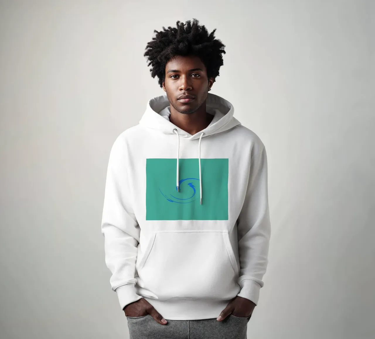 Abstract circular dynamic shape in blue hoodie by Something for you
