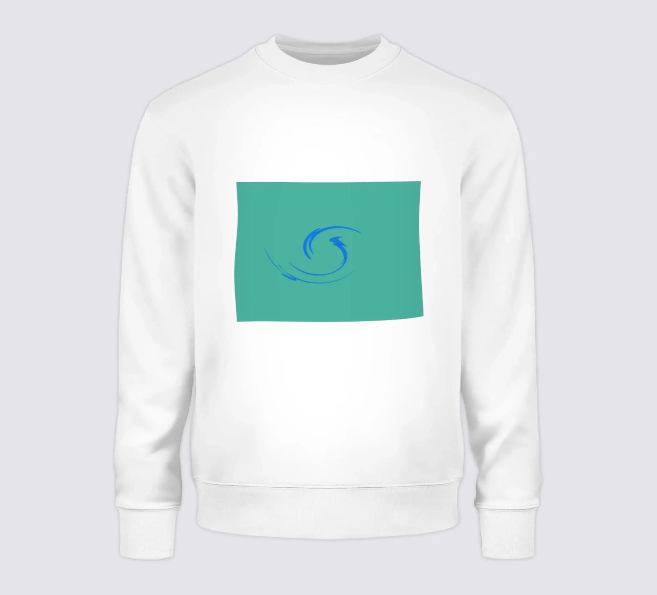 Abstract circular dynamic shape in blue sweatshirt by Something for you