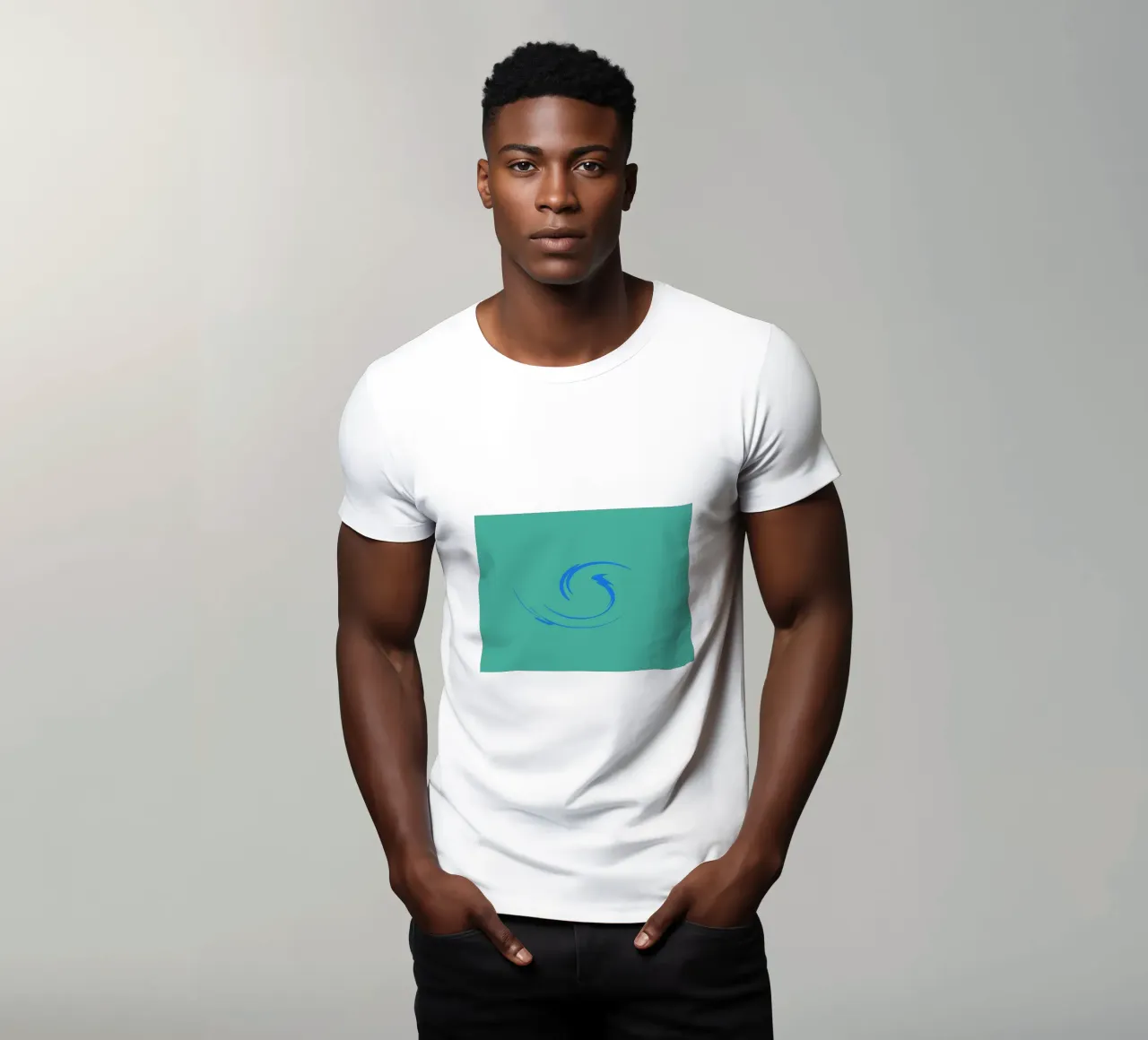 Abstrakte kreisrunde dynamische Form in Blau T-Shirt von Something for you