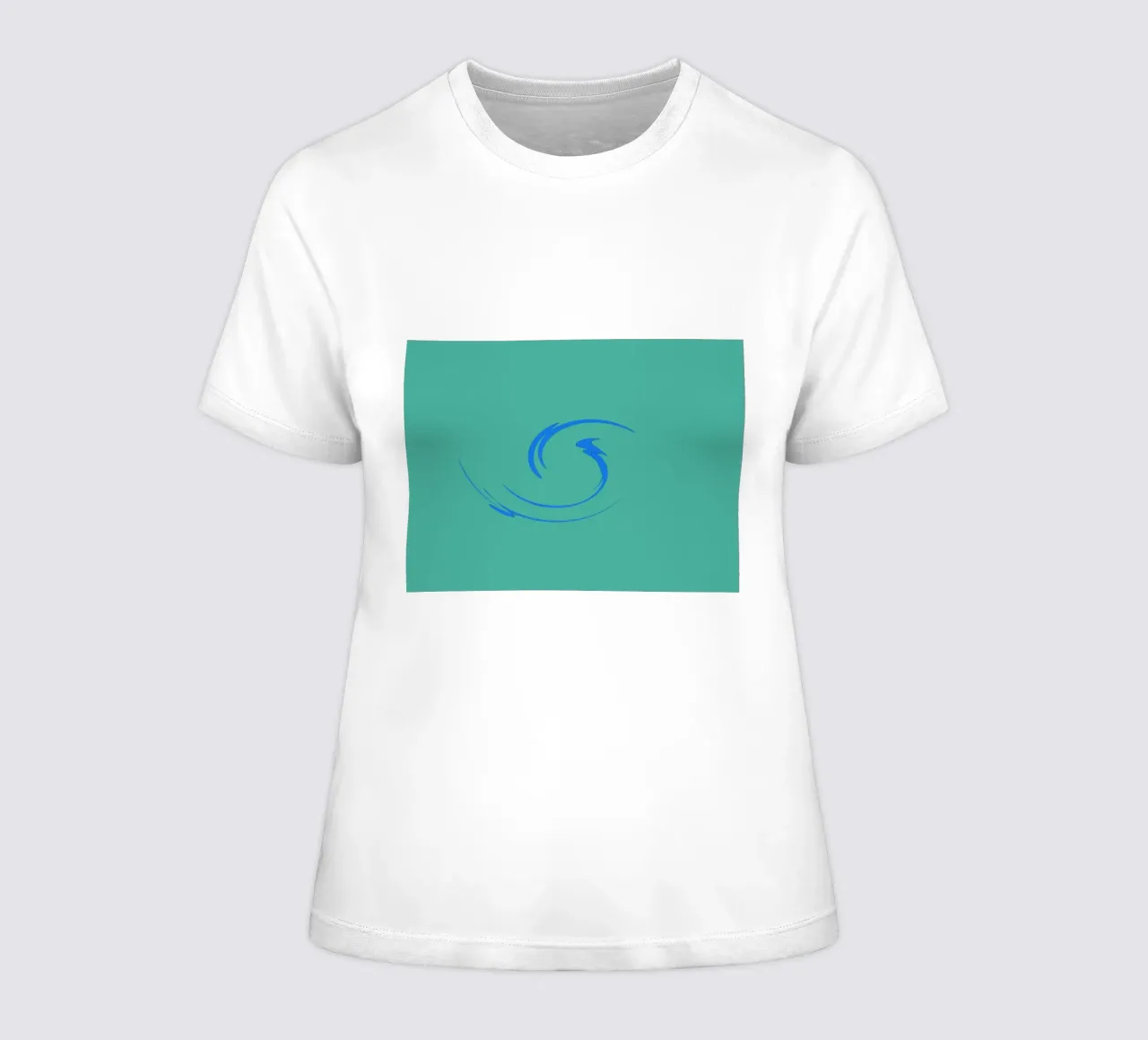 Abstract circular dynamic shape in blue women's fitted t-shirt by Something for you